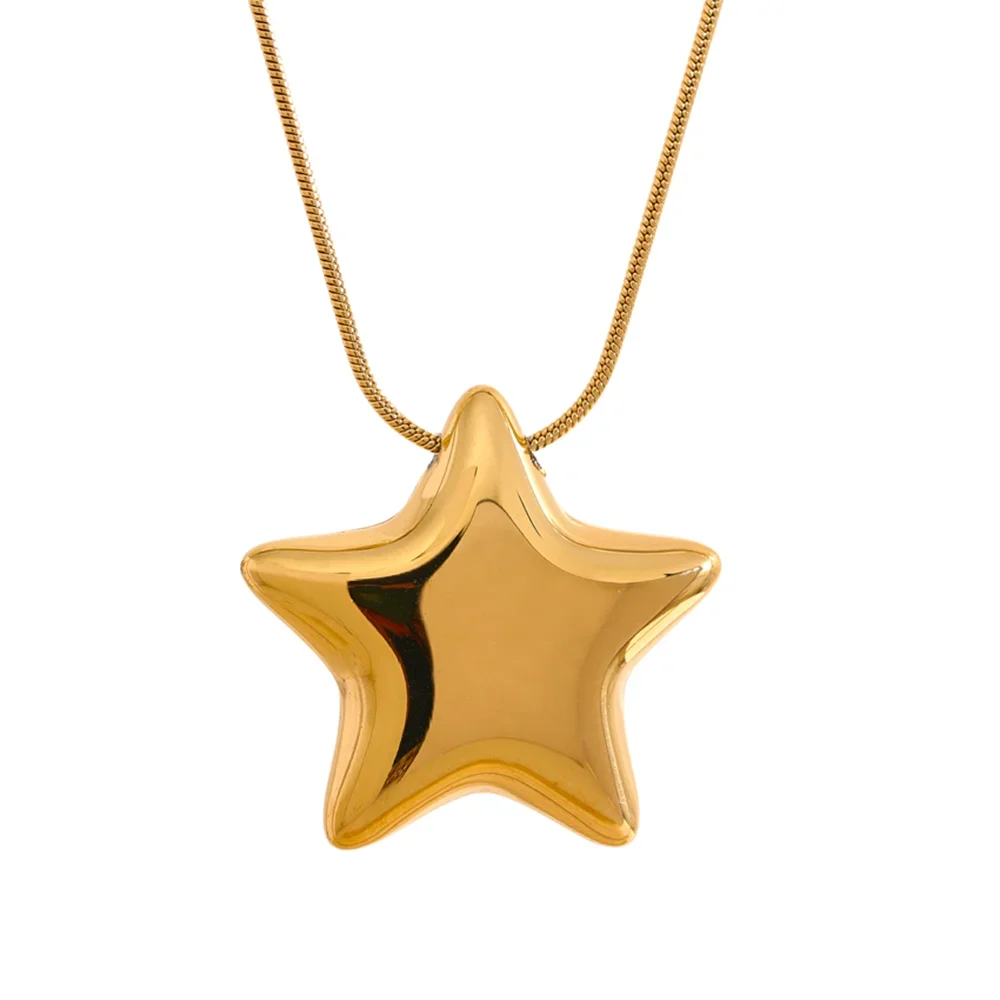 Yhpup 316l Stainless Steel Star Pendant Necklace Waterproof 18K PVD Plated Metal Fashion Jewelry Attractive Women Accessories