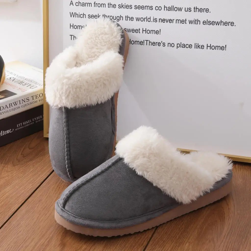 Comwarm Fluffy Winter Slippers For Women Furry Fuzzy Home Shoes Faux Fur House Plush Slippers Indoor Warm Comfy Mute Flats Slide