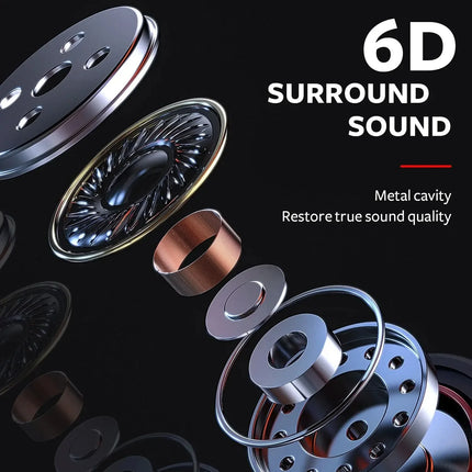 HIFI 6D Surround Bass In-Ear Wired Headphones 3.5mm Type C Earphone Sports Waterproof Gaming Headset Handfree Earbuds with Mic