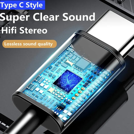 HIFI 6D Surround Bass In-Ear Wired Headphones 3.5mm Type C Earphone Sports Waterproof Gaming Headset Handfree Earbuds with Mic