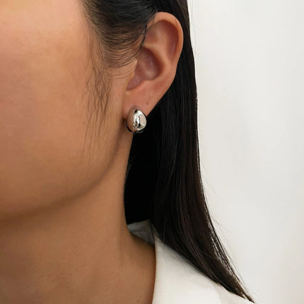 Peri'sbox Trendy 316L Stainless Steel Waterproof Hoop Earrings Solid Gold PVD Plated Double Face Droplet Women's Earring Jewelry