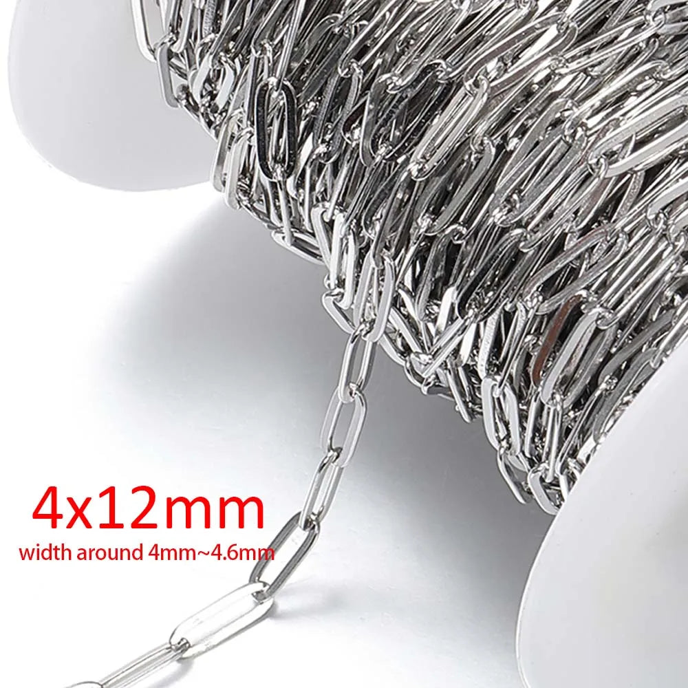 No Fade 2Meters Stainless Steel Chains for Jewelry Making DIY Necklace Bracelet Accessories Gold Chain Lips Beads Beaded Chain