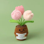 Mini Finished Crochet Roses Sunflowers Potted Emotional Support Stuffed Plants  Mother Valentine Christmas Graduation Gifts