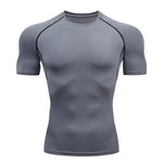 Men's Compression Top, Active Mid Stretch Breathable Moisture Wicking Workout T-shirt For Outdoor Sports