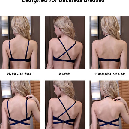 Push Up Bras Backless Women's Bra Low Cut Sexy Gather Brassiere Open Back Wedding Underwear Invisible Seamless Deep V Lingerie