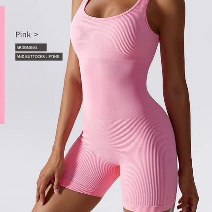 High Elastic Integrated Tight Fitting Jumpsuit Aerial Beauty Back Yoga Suit Seamless Jumpsuit for Women