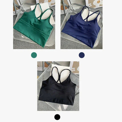 Fashion Sexy Cross Back Small Sling Yoga Underwear Women Breathable Shockproof Gym Fitness Running Sport Crop Tops Athletic Vest