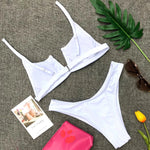 Splicing Denim V Shaped Thong Bikini Women Swimsuit Female Swimwear Two Pieces Bikini Set Bather Push Up Bathing Suit Swim Lady