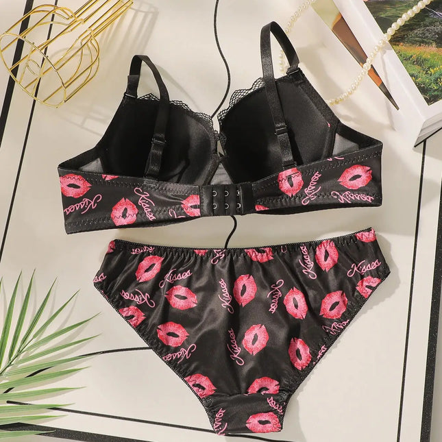 Viomisha High Quality Printed Patchwork Lace Sexy Lingerie Set  Women Underwire Push Up Bras  Female Underwear Panty Set S-XL
