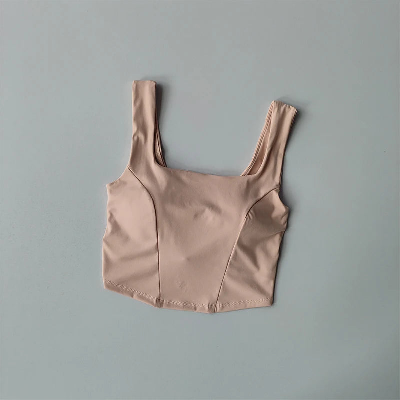 One-piece Cup Cross Back Sports Bra Women's Shockproof Tank Top Running Fitness Bra Quick Drying Breathable Yoga Bra