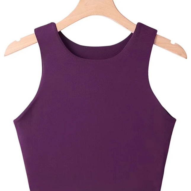 2023 Summer Fashion Women Sexy Slim Tops O-neck Sleeveless Double Nylon Ladies Good Quality Tank Tops 6 Colors