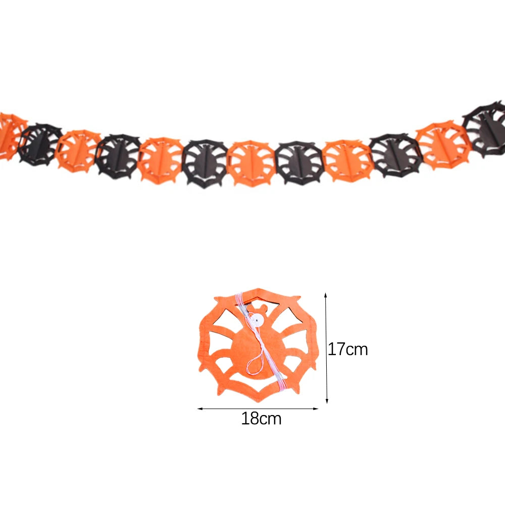 Halloween Hanging Banner Garland Bunting Pumkin Ghost Bat Paper Banner Door Hanging Ornaments Halloween Xmas Party Decoration