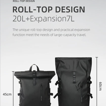 HK Expandable Travel Backpack Men Large Capacity Waterproof 15.6” Laptop Bag Hiking Rucksack Cycling Daypack Bag with USB Port