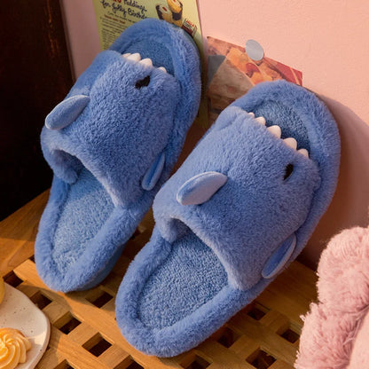 Pallene Shark Fur Slippers For Women Autumn And Winter Indoor Home Men's Soft  Cozy Slides Cartoon Open Toe Plush Cotton Slipper