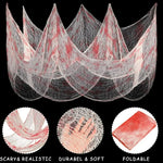 Halloween Bloody Creepy Gauze Cloth Large Black Gauze Spooky Blood Fabric Cloth for Halloween Party Home Outdoor Yard Decoration