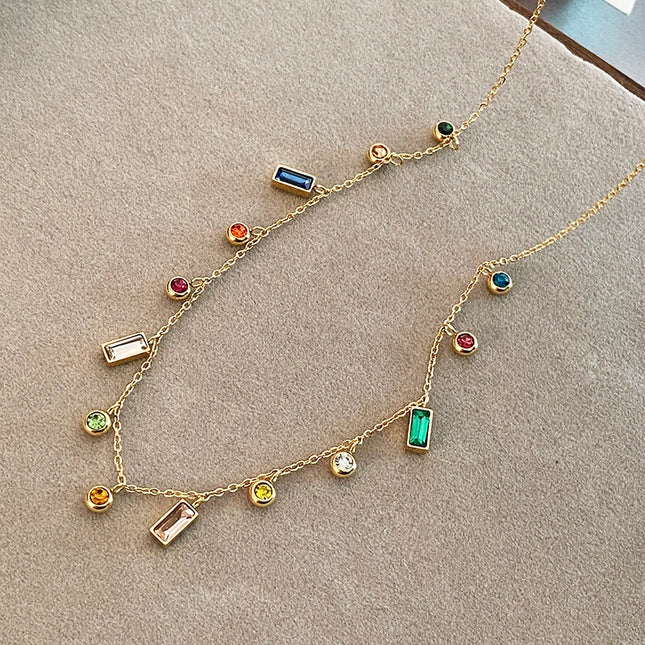 Light Luxury Stainless Steel Colorful Zircon Dopamine Short Collar Chain 2025 Colorless Jewelry For Women‘s Necklace Accessories