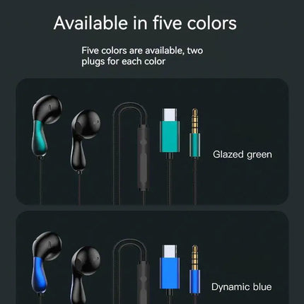 Wired Earphone 3.5mm AUX/Type C HiFi Surround Heavy Bass With MIC In-Ear Game Music Headsets For Samsung Huawei Xiaomi iPad PC