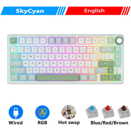 RK Royal Kludge R75 Gasket Wired Mechanical Keyboard 80 Keys RGB Backlit Hot-swappable Spanish Gamer Keyboard MDA PBT Keycaps