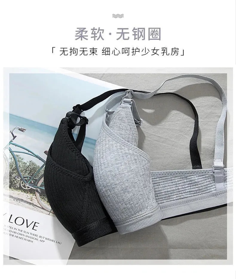 Cotton Underwear Women AB Cup Bra Wireless Gathered Comfort V Brassiere Push Up Lingerie Bralette For Women Seamleass Bras