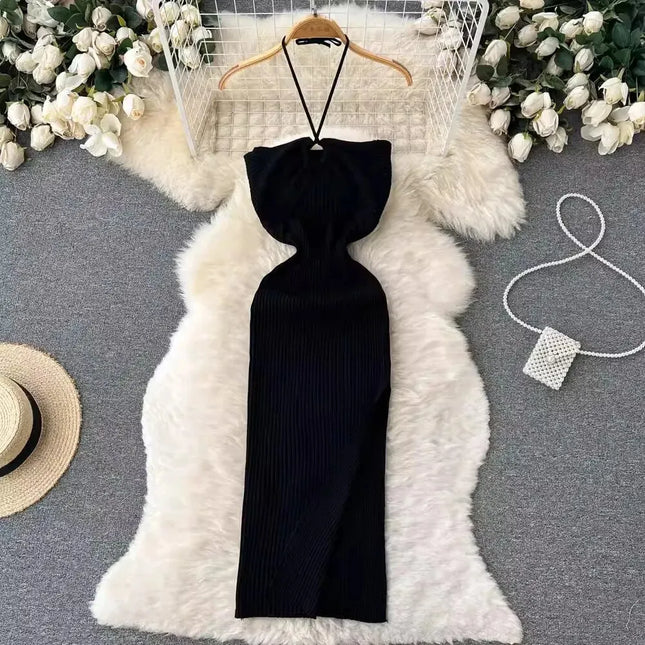 Dresses for Women Sexy Package Hips High Split Bodycon Party Dress Summer Ribbed Knit Beach Vestidos Vacation Partwear