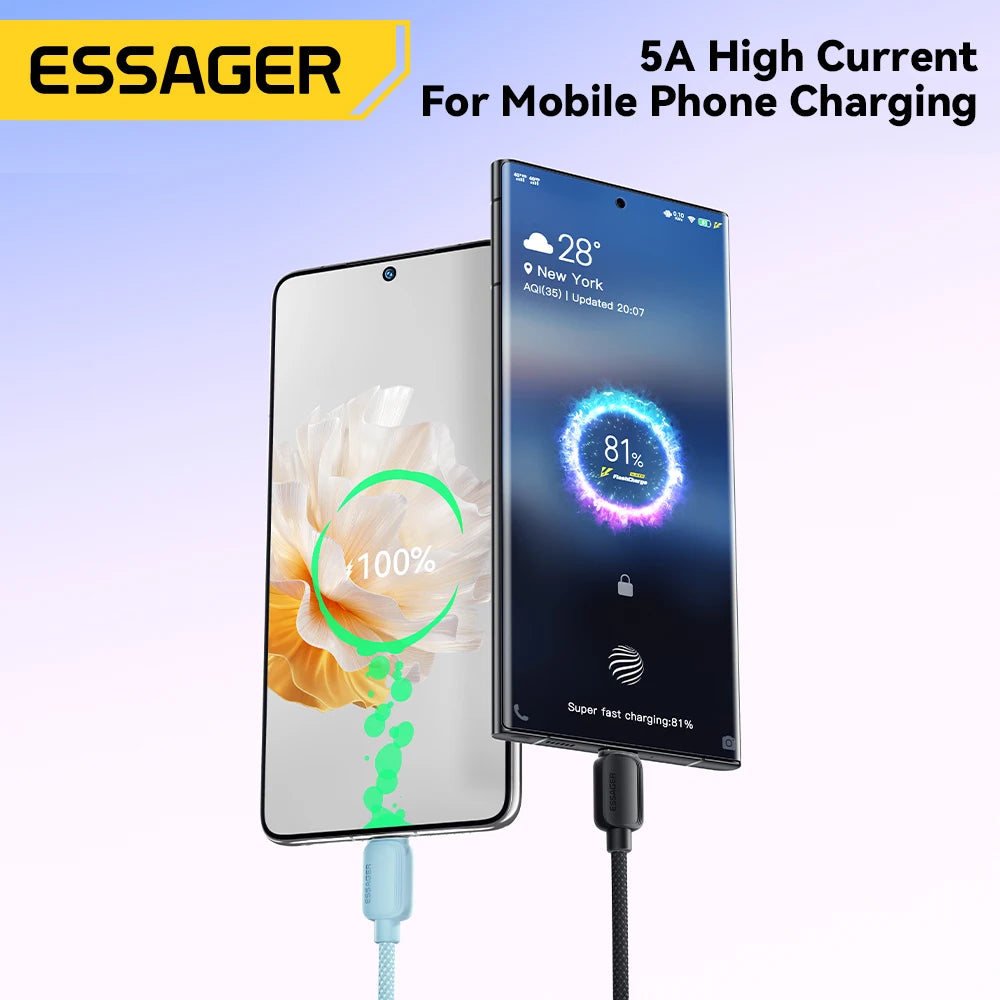 Essager 100W USB Type C To USB C Cable 5A PD Fast Charging Cable Type C Wire For Xiaomi Samsung Huawei Oppo Oneplus Macbook iPad