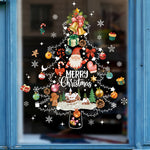 2024 Christmas Window Stickers Santa Claus Xmas Tree Cartoon Glass Decal Merry Christmas New Year Holiday Decorations for Home