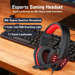 Bass Gaming Headset with Mic Over-Ear Headphones Stereo Sound Gamer Video Game Noise Cancelling for PC Gaming Headset Esports