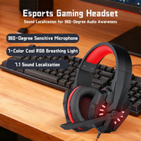 Bass Gaming Headset with Mic Over-Ear Headphones Stereo Sound Gamer Video Game Noise Cancelling for PC Gaming Headset Esports