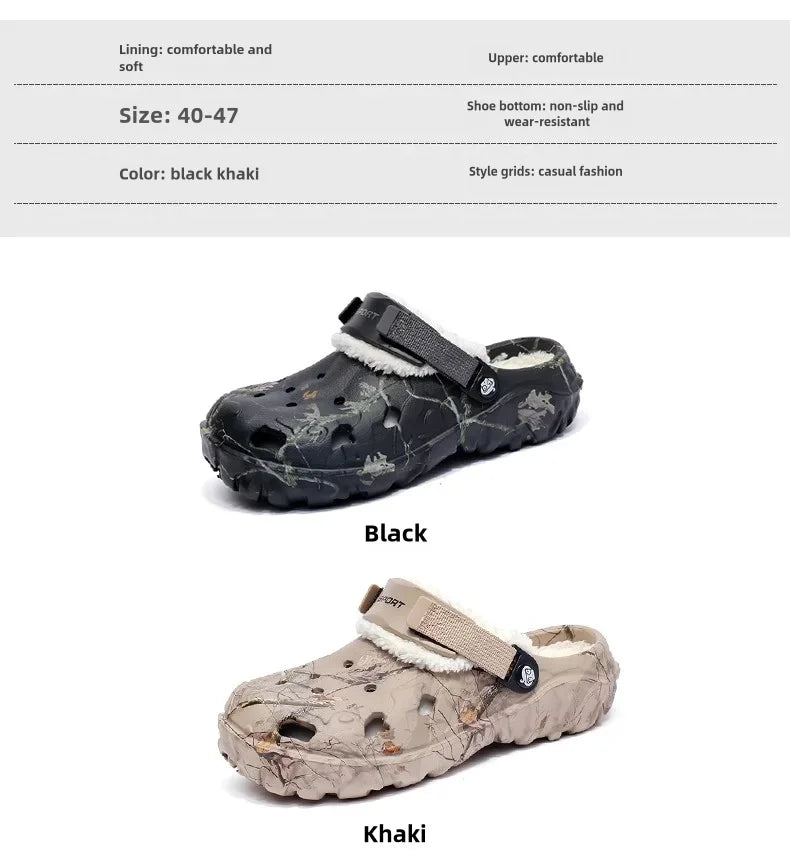 YRZL Winter Colgs Slippers Men's Shoes Men Beach Working Garden Shoe Home Soft Plush Slippers Bedroom Fuzzy Shoes Indoor Outdoor