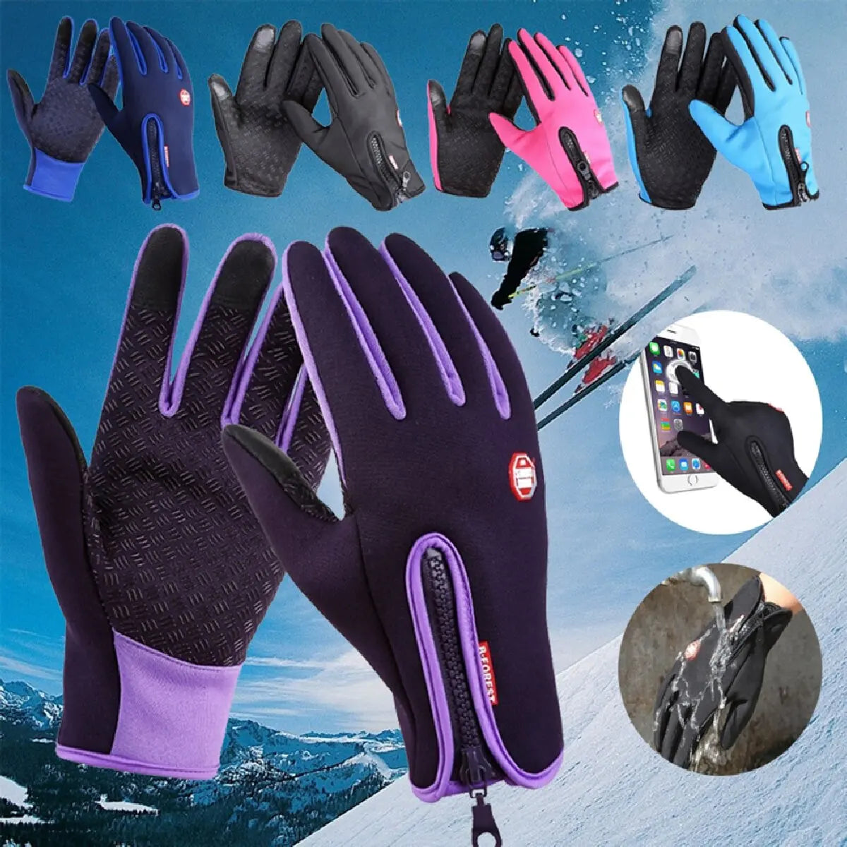 Winter Cycling Gloves With Wrist Support Touch Screen Bicycle Gloves Outdoor Sports Anti-slip Windproof Bike Full Finger Gloves