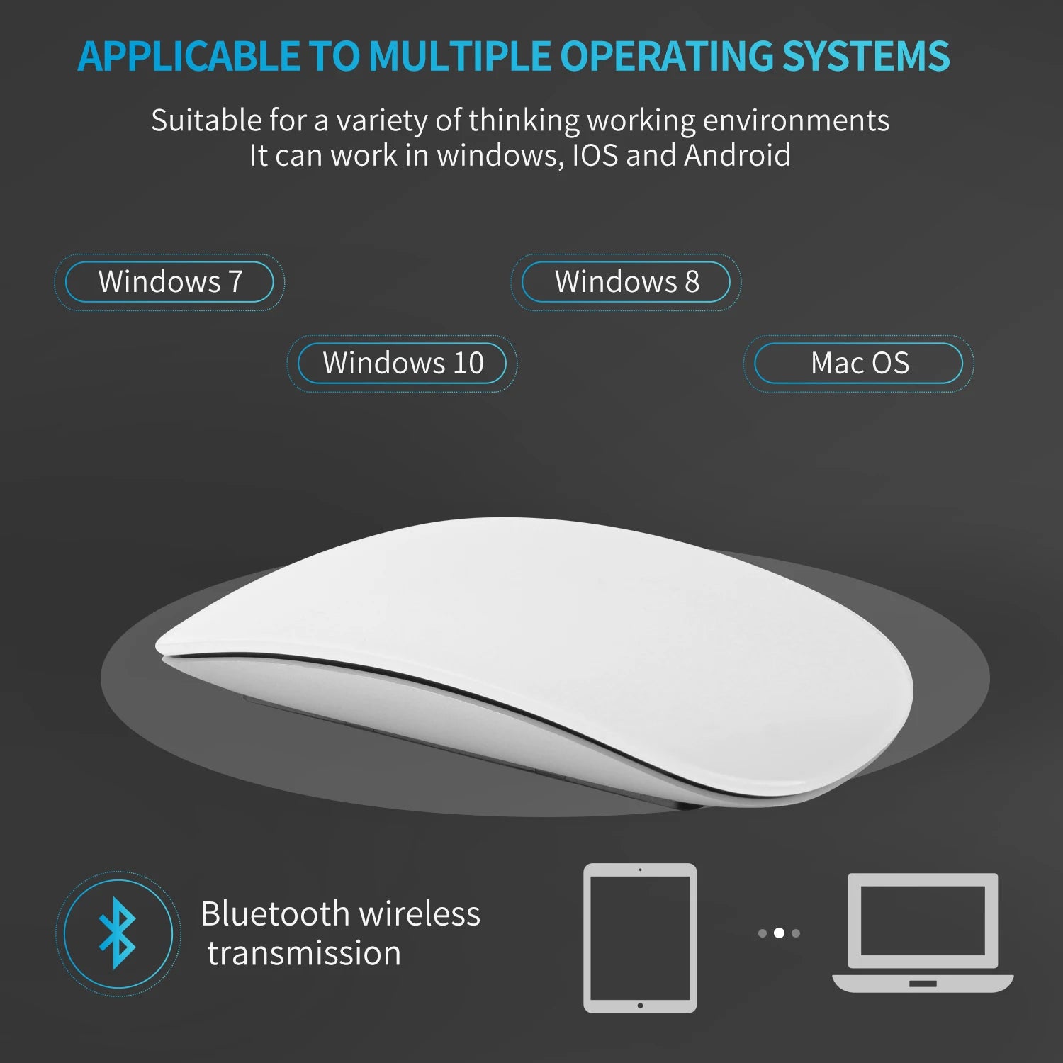 Bluetooth Wireless Mouse Rechargeable Silent Multi Arc Touch Mice Ultra-thin Magic Mouse For Laptop Ipad Mac PC Macbook