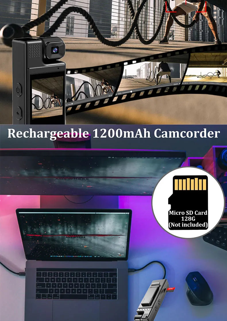 JOZUZE 1.3inch Screen 1080P Sports HD Mini Camera Portable Digital Video Recorder BodyCam Infrared Night Vision Police Camcorder