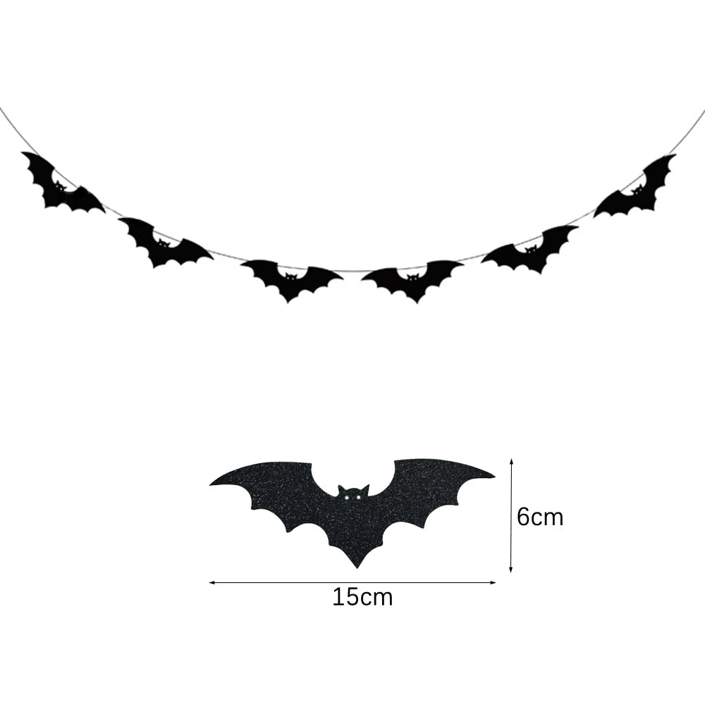Halloween Hanging Banner Garland Bunting Pumkin Ghost Bat Paper Banner Door Hanging Ornaments Halloween Xmas Party Decoration