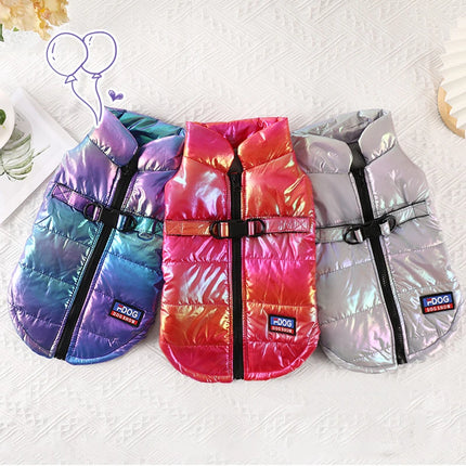 Hot autumn and winter pet clothing waterproof reflective gradual color vest plus velvet warm dog cat clothing pet supplies