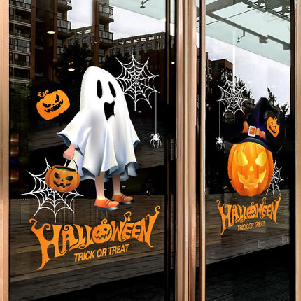 2 Pieces 45Cm*60Cm Halloween Window Stickers - Evil Spirit, Pumpkin Static Stickers, Easy to Remove and Remove Glass Decoration for Home, Indoor/Outdoor Party Use, Halloween Decoration, Holiday Home Decoration