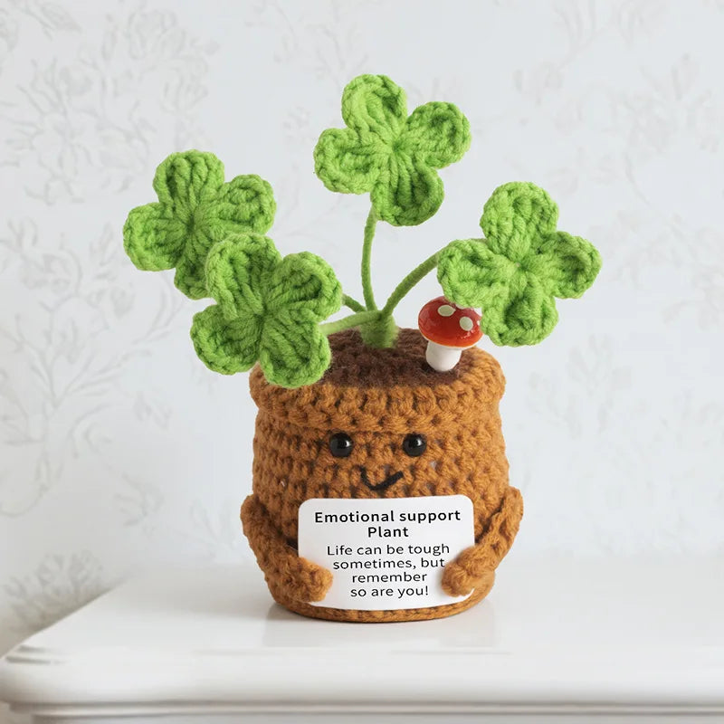 Mini Finished Crochet Roses Sunflowers Potted Emotional Support Stuffed Plants  Mother Valentine Christmas Graduation Gifts