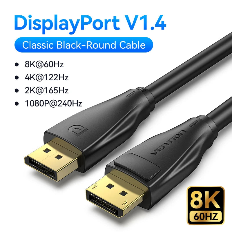 Vention DisplayPort 1.4 Cable 8K 60Hz 4K HDR 165Hz Display Port Audio Cable for Video PC Laptop TV Display Port 1.4 DP Cable 1.2