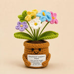 Mini Finished Crochet Roses Sunflowers Potted Emotional Support Stuffed Plants  Mother Valentine Christmas Graduation Gifts