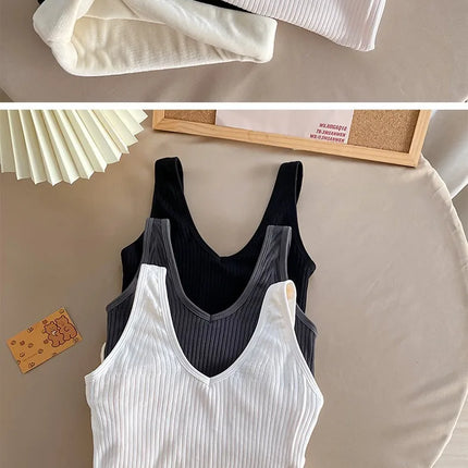 Camisole Warm Sling Vest Top Bottoming Cloth Winter Velvet Thickened Undershirt Women Solid Color Slim Cozy Thermal Underwear