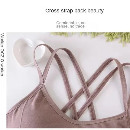 Sexy Women Tops Back Cross Strap Tank Top Push Up Running Sports Bra Breathable Soft Fitness Beauty Solid Color Yoga Bra