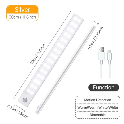 Motion Sensor Light Wireless LED Night Light USB Rechargeable Night Lamp Cabinet Wardrobe Lamp Under Backlight For Kitchen Led