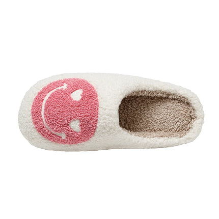 Women Home Winter Slippers Smile Face Heart Eye Style Fluffy House Cute Print Gift Fleece Flat Ladies Indoor HouseShoes