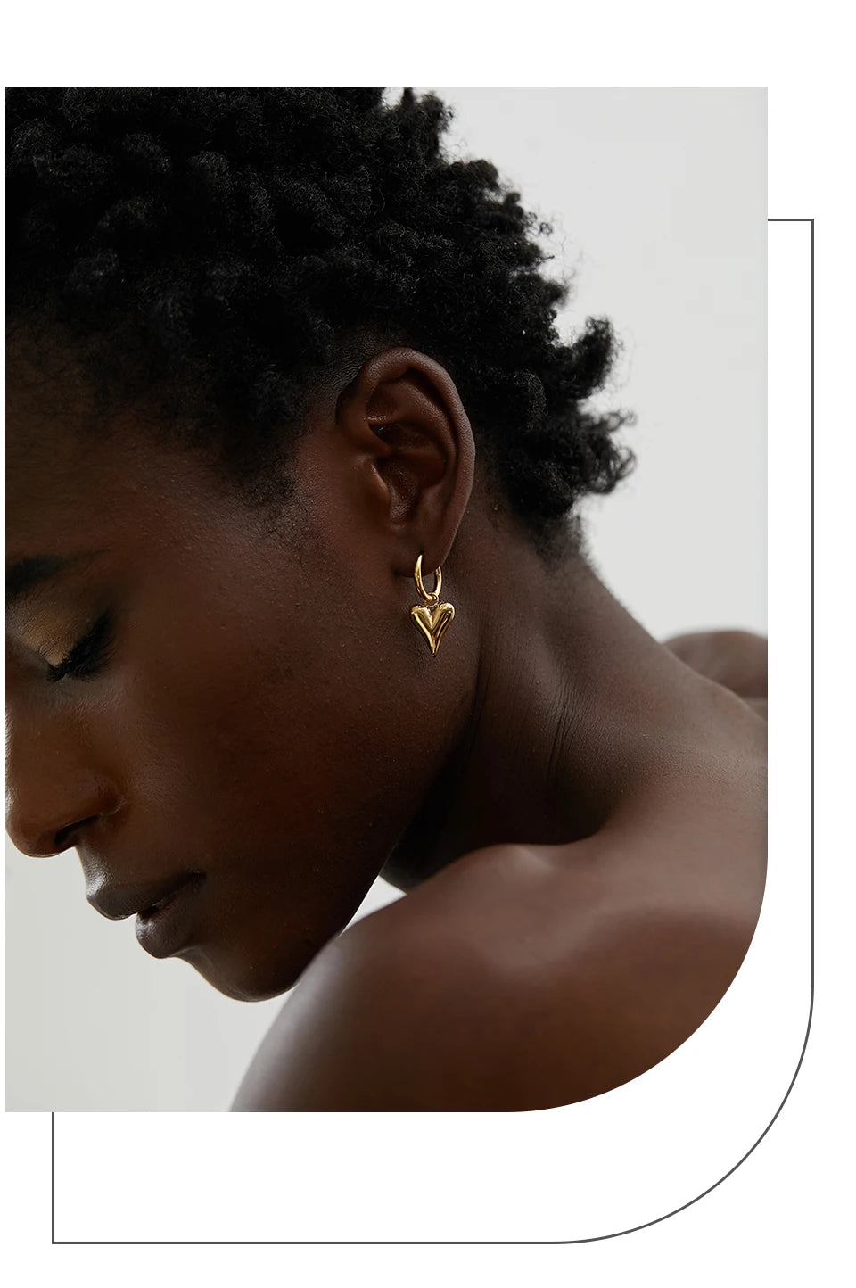 Yhpup Stainless Steel Chic Heart Huggie Hoop Earrings Charm Gold Color Tarnish Free Trendy Fashion Jewelry for Women Bijoux