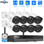 Hiseeu H.265 16CH NVR 5MP Wifi Surveillance Camera System Color Night Human Motion 2 Way Audio WiFi Outdoor Security Cameras Set