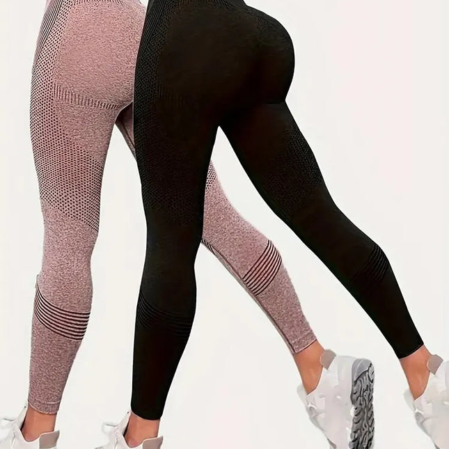 Women's 2-Piece Hip Lift Yoga Leggings Exercise High-Waisted Tummy Tuck Breathable Hp Lift Pants