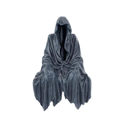 Black Clothes Mysterious Master Ornament Horror Black Robed Night Walker Gothic Sitting Resin Craft Ornament Desktop Decoration