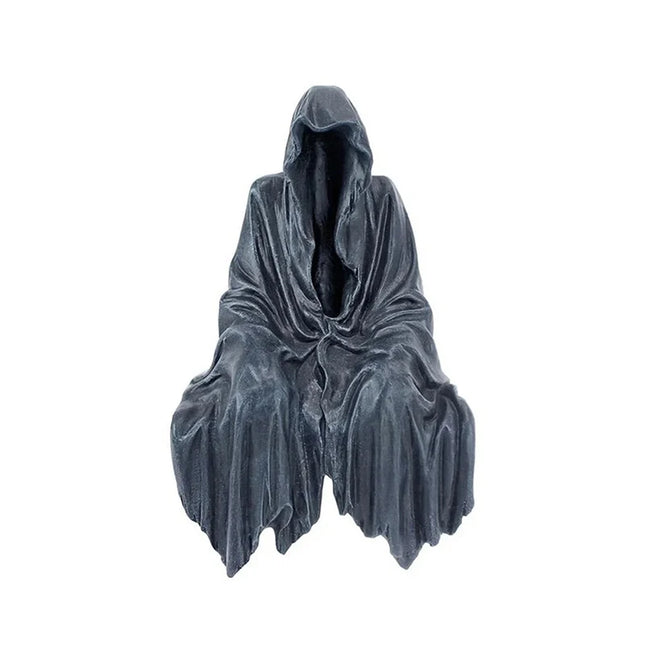 Black Clothes Mysterious Master Ornament Horror Black Robed Night Walker Gothic Sitting Resin Craft Ornament Desktop Decoration