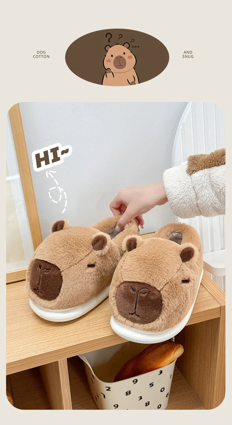 Plush Cartoon Slippers Closed Toe Slippers Fluffy Couple Slippers Men Womens Non-Slip Furry Animal Slippers Indoor Bedroom Shoes