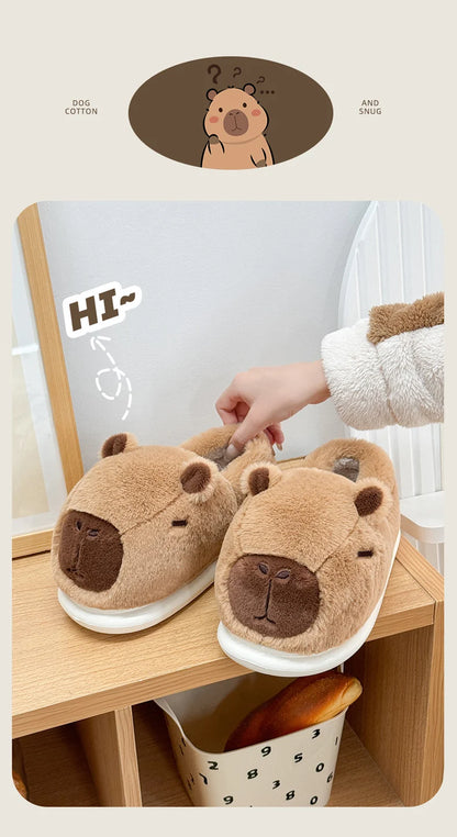 Plush Cartoon Slippers Closed Toe Slippers Fluffy Couple Slippers Men Womens Non-Slip Furry Animal Slippers Indoor Bedroom Shoes