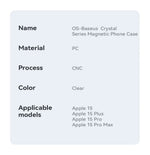 Baseus Magnetic Phone Case for iPhone 15 14 13 12 11 Pro Max Wireless Charging Cover For iPhone 15 14 Pro Max Magnet Clear Case